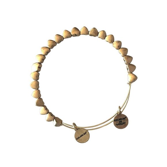 Alex and Ani Heart Beaded Gold Bangle Bracelet Valentines - Picture 4 of 5